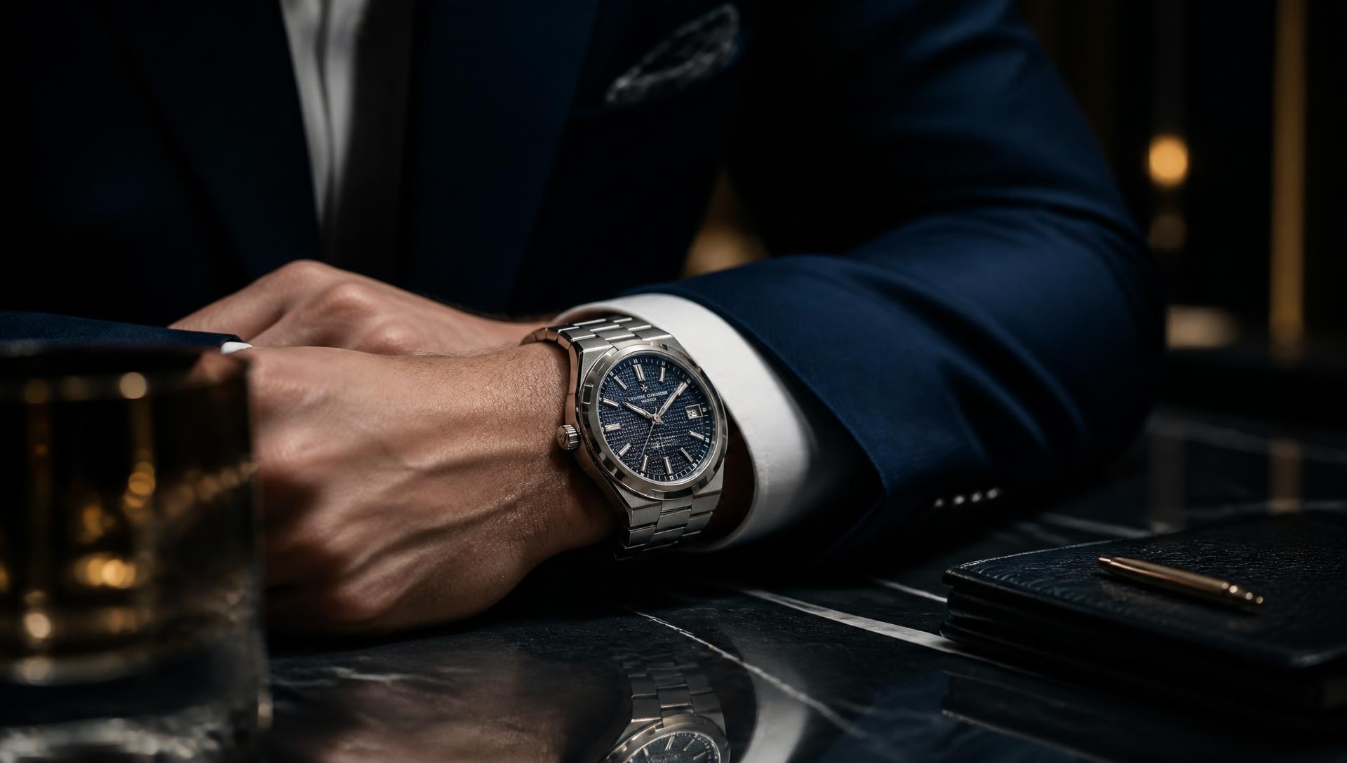 Luxury wristwatch photographed in editorial light